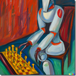 DALL·E 2023-03-18 11.55.26 - an oil painting by Matisse of a humanoid robot playing chess