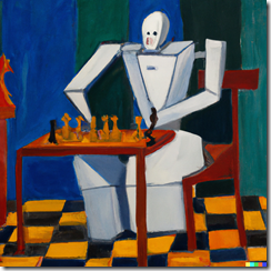 DALL·E 2023-03-18 11.55.31 - an oil painting by Matisse of a humanoid robot playing chess