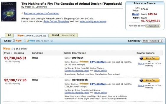 How can a $35 book go upto $23,698,655.93 (plus $3.99 shipping) at AMAZON? Real Story !