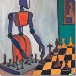 DALL·E 2023-03-18 11.55.19 - an oil painting by Matisse of a humanoid robot playing chess