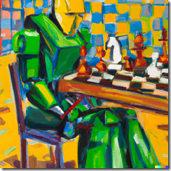 DALL·E 2023-03-18 11.55.28 - an oil painting by Matisse of a humanoid robot playing chess